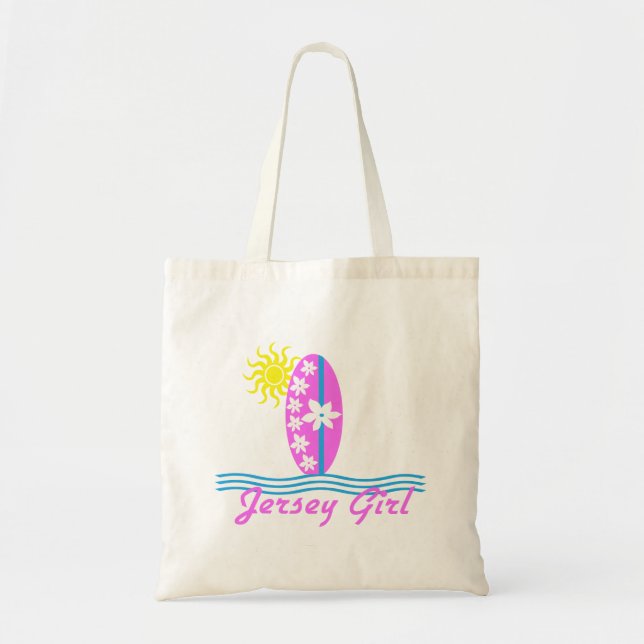 Jersey-Mädchenbaby Bodysuit-Rosa-Surfbrett W/Sun Tragetasche (Vorne)