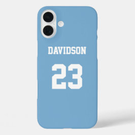 Jersey Name Number Light Blue White Custom iPhone 16 Plus Hülle