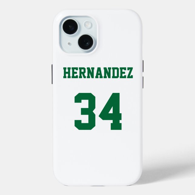 Jersey Name Number White and Green Case-Mate iPhone Hülle (Rückseite)