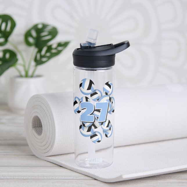 Jersey Nummer auf schwarzen schwarzen Volleyballs Trinkflasche (Yoga)