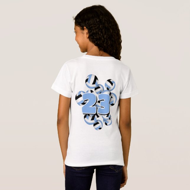 Jersey-Nummer gebündelt lt-blaue schwarze Volleyba T-Shirt (Schwarz voll)
