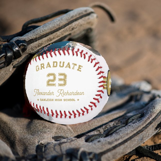 Jersey-Nummer | Gold Abschluss Monogram Baseball (Von Creator hochgeladen)