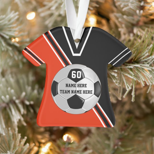 Jersey Personnalisé Soccer Ornements Orange, Blanc (Arbre)