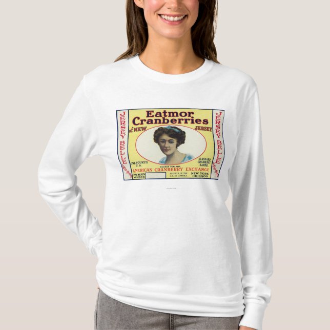 Jersey-Schönheit Eatmor Moosbeermarken-Aufkleber T-Shirt (Vorderseite)