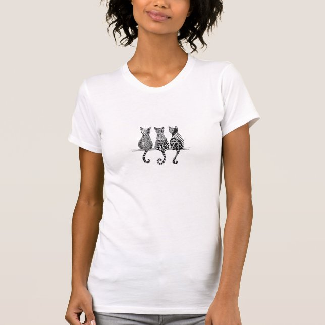 Jersey-Shirt für Frauen und drei Katzen T-Shirt (Vorderseite)