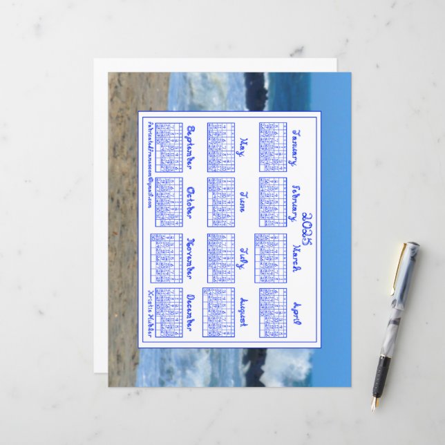 Jersey Shore Foto 2025 Kalender mit Fabric Schrift (Vorderseite/Rückseite Beispiel)