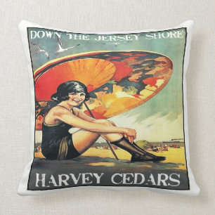 Jersey Shore Harvey Cedars Poster Throw Kissen