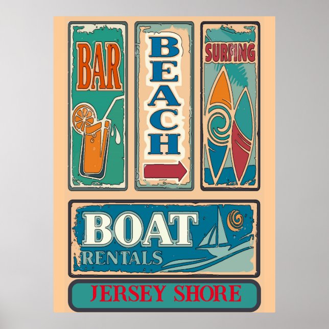 Jersey Shore Signs change or edit text Poster (Vorne)