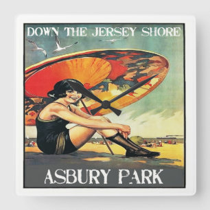 Jersey-Ufer Asbury Parkzwanziger jahre Quadratische Wanduhr
