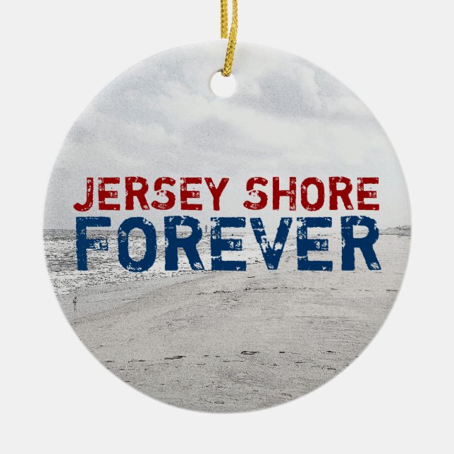 Jersey-Ufer-für immer Weihnachtsverzierung Keramikornament (Vorne)