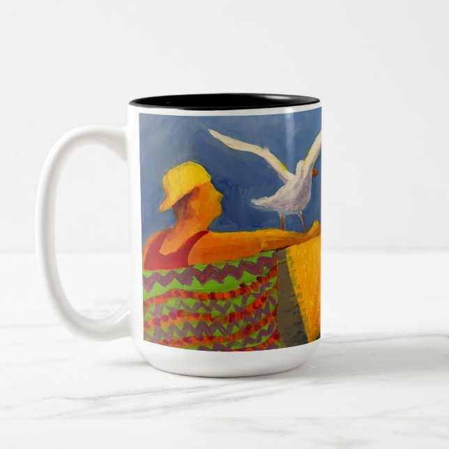 Jersey-Ufer-Leibwächtermalerei auf einer Tasse (Links)