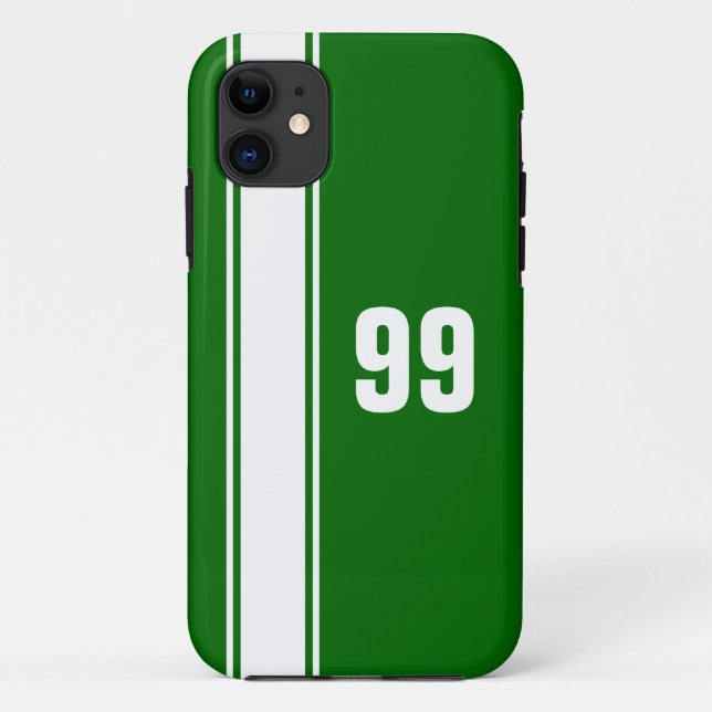 Jersey vert et blanc en bande numéroté coque iphon (Dos)
