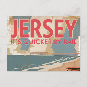 Jersey Vintage-Dampflokomotive-Reiseposter Postkarte