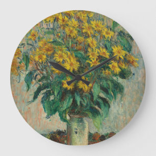 Jerusalem Artichoke Blume - Claude Monet Große Wanduhr