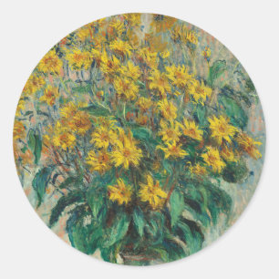 Jerusalem Artichoke Blume von Claude Monet Runder Aufkleber