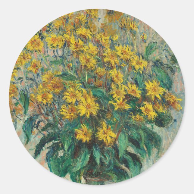 Jerusalem Artichoke Blume von Claude Monet Runder Aufkleber (Vorderseite)
