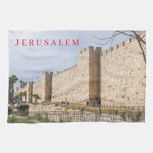 Jerusalem City Walls Teetuch ansehen Geschirrtuch (Horizontal)