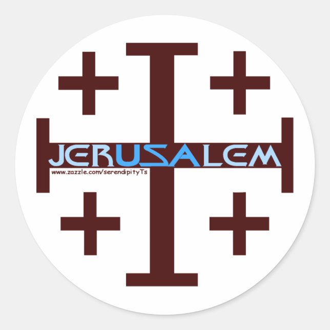 Jerusalem Cross Runder Aufkleber (Vorderseite)