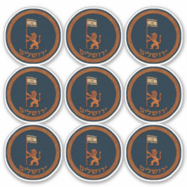 Jerusalem Day Lion mit Flaggenaufkleber Aufkleber