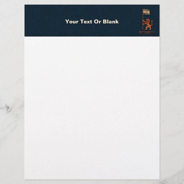 Jerusalem Day Löwe mit Fahne Briefbogen (Vorderseite)