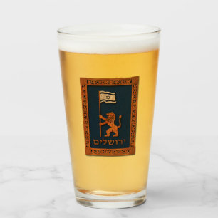 Jerusalem Day Löwe mit Fahne Glas