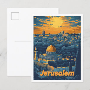 Jerusalem Die Vintage KunstIllustration der Heilig Postkarte