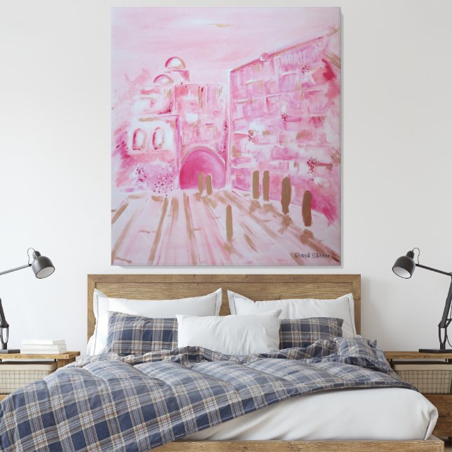Jerusalem in Pink and Gold canvastavla Leinwanddruck (Insitu (Schlafzimmer))