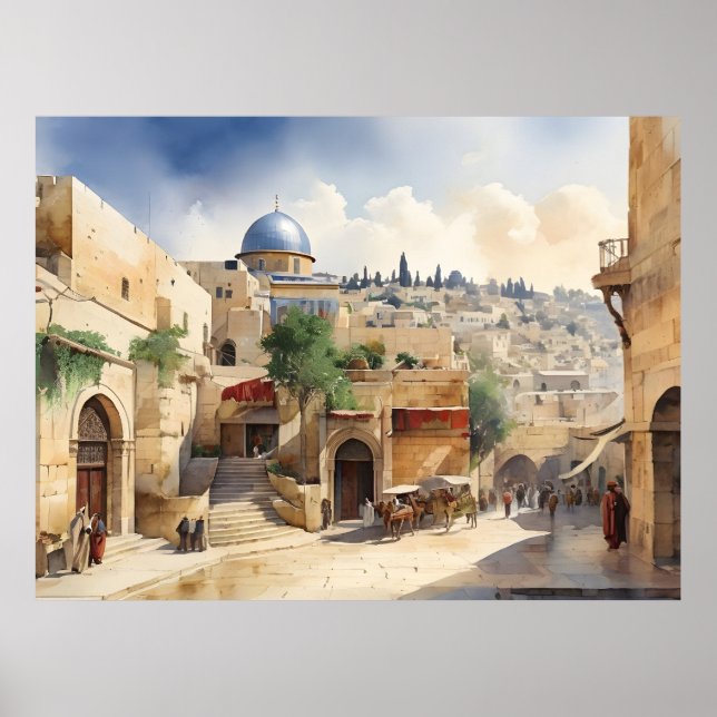 Jerusalem Israel Aquarellkunst Poster (Vorne)