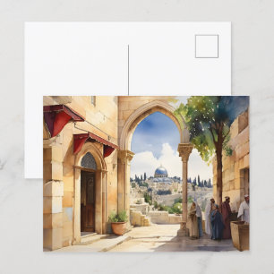 Jerusalem Israel Aquarellkunst Postkarte