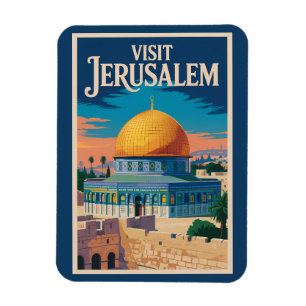 Jerusalem Israel Illustration Reise Kunst Vintage Magnet