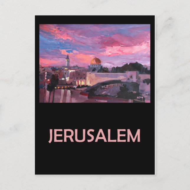 Jerusalem Israel Retro Travel Poster Postkarte (Vorderseite)