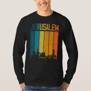 Jerusalem Israel Retro Vintag Sunset Skyline Jeru T-Shirt