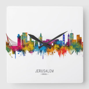 Jerusalem Israel Skyline Quadratische Wanduhr