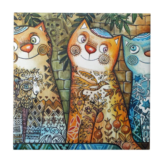 Jerusalem-Katzen Fliese (Vorderseite)