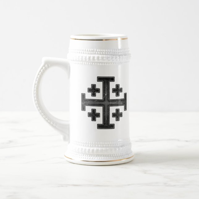 Jerusalem Knight Templar Kreuzfahrer Cross Deus Vu Bierglas (Links)
