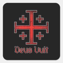 Jerusalem Knight Templar Kreuzfahrer Cross Deus Vu Quadratischer Aufkleber