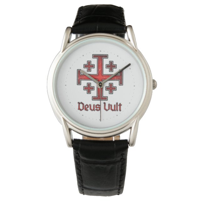 Jerusalem Knight Templar Kreuzfahrer Kreuz Christl Armbanduhr (Vorderseite)