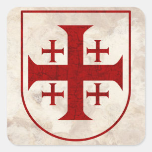 Jerusalem-Kreuz, beunruhigt Quadratischer Aufkleber