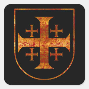 Jerusalem-Kreuz, beunruhigt Quadratischer Aufkleber