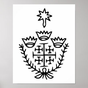 Jerusalem-Kreuz historisches Pilgertattoo-Stempel Poster