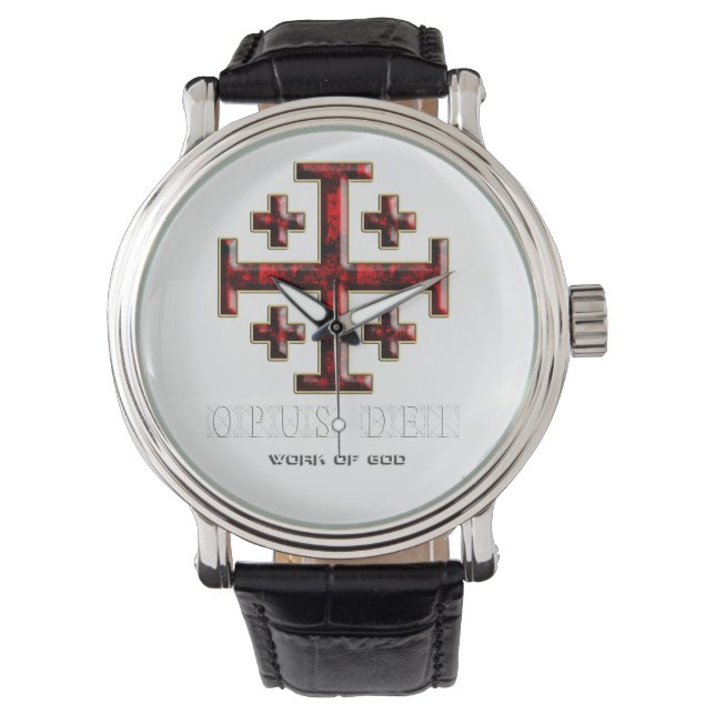Jerusalem Kreuz - ver 1 - Opus Dei - Schwarz Armbanduhr (Vorderseite)
