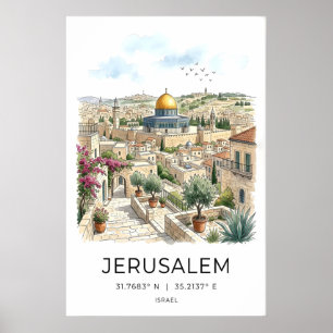 Jerusalem-Reiseposter, vergoldete Kuppel, Stein Poster