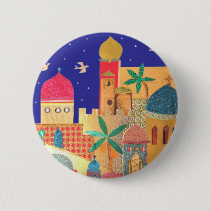 Jerusalem-Stadt-bunte Kunst Button