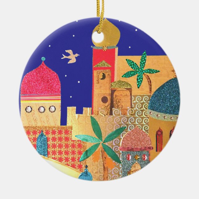 Jerusalem-Stadt-bunte Kunst Keramikornament (Vorne)