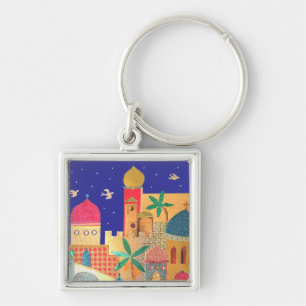 Jerusalem-Stadt-bunte Kunst Schlüsselanhänger