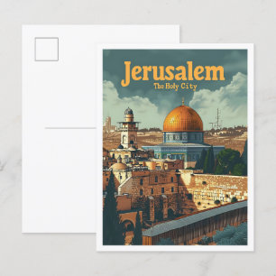 Jerusalem Vintage-Kunst-Reiseillustration Postkarte