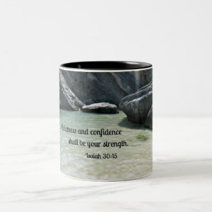 Jesaja 30:15 Ruhe und Zuversicht werden... Zweifarbige Tasse