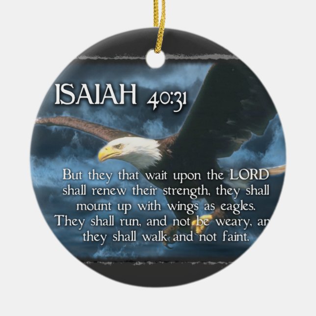 JESAJA-40:31 BIBEL-VERS-VERZIERUNG - EAGLE WINGS KERAMIKORNAMENT (Vorne)