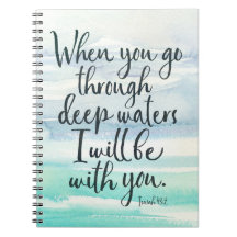 Jesaja-43:2 tiefes Wasser-Aquarell-Bibel-Notizbuch