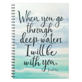 Jesaja-43:2 tiefes Wasser-Aquarell-Bibel-Notizbuch Notizblock